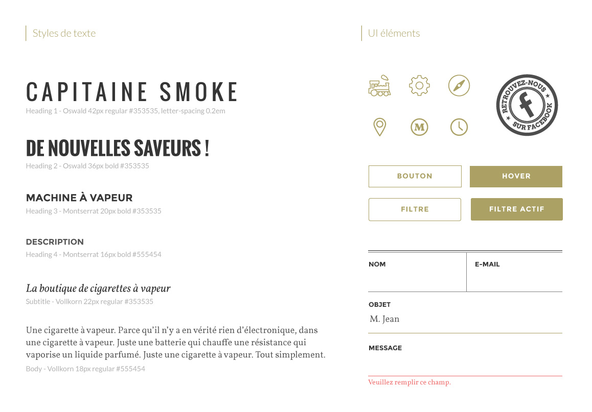 UI guides Capitaine Smoke